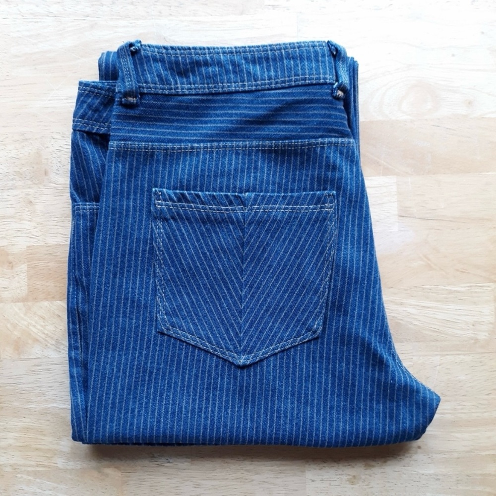 Pin Striped Navy Blue Jeans